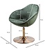 Wohnling stoel SARIN fluwelen groen / goud 70x79x70 cm design bureaustoel | Clubstoel gestoffeerde stoel met armleuning | Bureaustoel Cocktailsessel Lounge | Bar stoel Bezoekersstoel | Fauteuil met stoffen bekleding