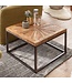 Wohnling salontafel mango massief hout 55x40x55 cm tafel met metalen onderstel | Vierkante salontafel in industrieel design | Stoere salontafel modern