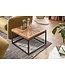 Wohnling salontafel mango massief hout 55x40x55 cm tafel met metalen onderstel | Vierkante salontafel in industrieel design | Stoere salontafel modern