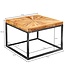 Wohnling salontafel mango massief hout 55x40x55 cm tafel met metalen onderstel | Vierkante salontafel in industrieel design | Stoere salontafel modern