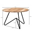 Wohnling Salontafel 60x39,5x60 cm Acacia Massief Hout / Metaal Sofatafel, Design Woonkamertafel Rond, Koffietafel Massief, Kleine Tafel Woonkamer