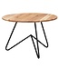 Wohnling Salontafel 60x39,5x60 cm Acacia Massief Hout / Metaal Sofatafel, Design Woonkamertafel Rond, Koffietafel Massief, Kleine Tafel Woonkamer