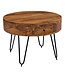 Wohnling Salontafel Sheesham Massief Hout / Metaal 60x44,5x60 cm Tafel Woonkamer, Design Bijzettafel met Lades, Kleine Ronde Woonkamertafel Bruin