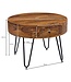 Wohnling Salontafel Sheesham Massief Hout / Metaal 60x44,5x60 cm Tafel Woonkamer, Design Bijzettafel met Lades, Kleine Ronde Woonkamertafel Bruin