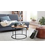 Wohnling salontafel 60x43x60 cm acacia massief houten / metalen salontafel | Design woonkamer tafel rond | Massieve salontafel | Kleine tafel woonkamer