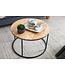 Wohnling salontafel 60x43x60 cm acacia massief houten / metalen salontafel | Design woonkamer tafel rond | Massieve salontafel | Kleine tafel woonkamer