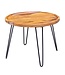 Wohnling salontafel Sheesham massief hout 60x45x60 cm woonkamer tafel rond | Banktafel met haarspeldpoten Salontafel van hout en metaal
