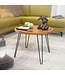 Wohnling salontafel Sheesham massief hout 60x45x60 cm woonkamer tafel rond | Banktafel met haarspeldpoten Salontafel van hout en metaal