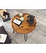 Wohnling salontafel Sheesham massief hout 60x45x60 cm woonkamer tafel rond | Banktafel met haarspeldpoten Salontafel van hout en metaal