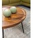 Wohnling salontafel Sheesham massief hout 60x45x60 cm woonkamer tafel rond | Banktafel met haarspeldpoten Salontafel van hout en metaal