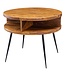 Wohnling Salontafel Sheesham Massiefhout rond Ø 60 cm – Woonkamertafel met open opbergruimte & zwarte metalen poten | Design tafel handgemaakt in moderne retrostijl