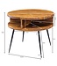Wohnling Salontafel Sheesham Massiefhout rond Ø 60 cm – Woonkamertafel met open opbergruimte & zwarte metalen poten | Design tafel handgemaakt in moderne retrostijl