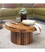 Wohnling salontafel 60x30x60 cm Sheesham massief houten salontafel | Design woonkamer tafel rond | Salontafel bruin | Tafel woonkamer