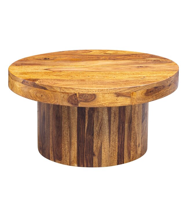 Wohnling salontafel 60x30x60 cm Sheesham massief houten salontafel | Design woonkamer tafel rond | Salontafel bruin | Tafel woonkamer