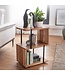 Wohnling Bijzettafel S-vorm 45x60x30cm Acacia Metaal Opbergtafel, Tafeltje Woonkamer Industrieel, Houten tafel met metalen poten, Decoratietafel Hout