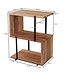 Wohnling Bijzettafel S-vorm 45x60x30cm Acacia Metaal Opbergtafel, Tafeltje Woonkamer Industrieel, Houten tafel met metalen poten, Decoratietafel Hout