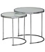 Wohnling Design Bijzettafel Rond Ø 50/42 cm - 2-delig Wit Zilver met Glasplaat, Salontafel 2-delige Set, Nesttafel Melkglas, Couchtafel