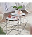Wohnling Design Bijzettafel Rond Ø 50/42 cm - 2-delig Wit Zilver met Glasplaat, Salontafel 2-delige Set, Nesttafel Melkglas, Couchtafel