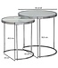 Wohnling Design Bijzettafel Rond Ø 50/42 cm - 2-delig Wit Zilver met Glasplaat, Salontafel 2-delige Set, Nesttafel Melkglas, Couchtafel