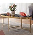 Wohnling design salontafel glas zwart - ovaal 110 x 56 cm met goud metaal  | Grote woonkamer tafel Lounge tafel glazen tafel