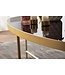 Wohnling design salontafel glas zwart - ovaal 110 x 56 cm met goud metaal  | Grote woonkamer tafel Lounge tafel glazen tafel