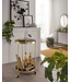 Wohnling design trolley goud rond Ø 45cm 2 niveaus | Bijzettafel op wielen met glazen blad Zwarte restauratierijtuig | Keukenwagen | theewagen
