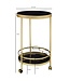 Wohnling design trolley goud rond Ø 45cm 2 niveaus | Bijzettafel op wielen met glazen blad Zwarte restauratierijtuig | Keukenwagen | theewagen
