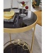 Wohnling design trolley goud rond Ø 45cm 2 niveaus | Bijzettafel op wielen met glazen blad Zwarte restauratierijtuig | Keukenwagen | theewagen