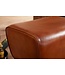 Wohnling barkruk Turnbock 43x75x43 cm mango massief hout / echt leer | Design barkruk bruin | Lederen stoel zonder rugleuning