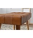 Wohnling kruk 67x47x39 cm mango massief hout / echt leer Chesterfield design | Leren kruk bruin | Bijzetkruk zonder rugleuning Country voetenbank
