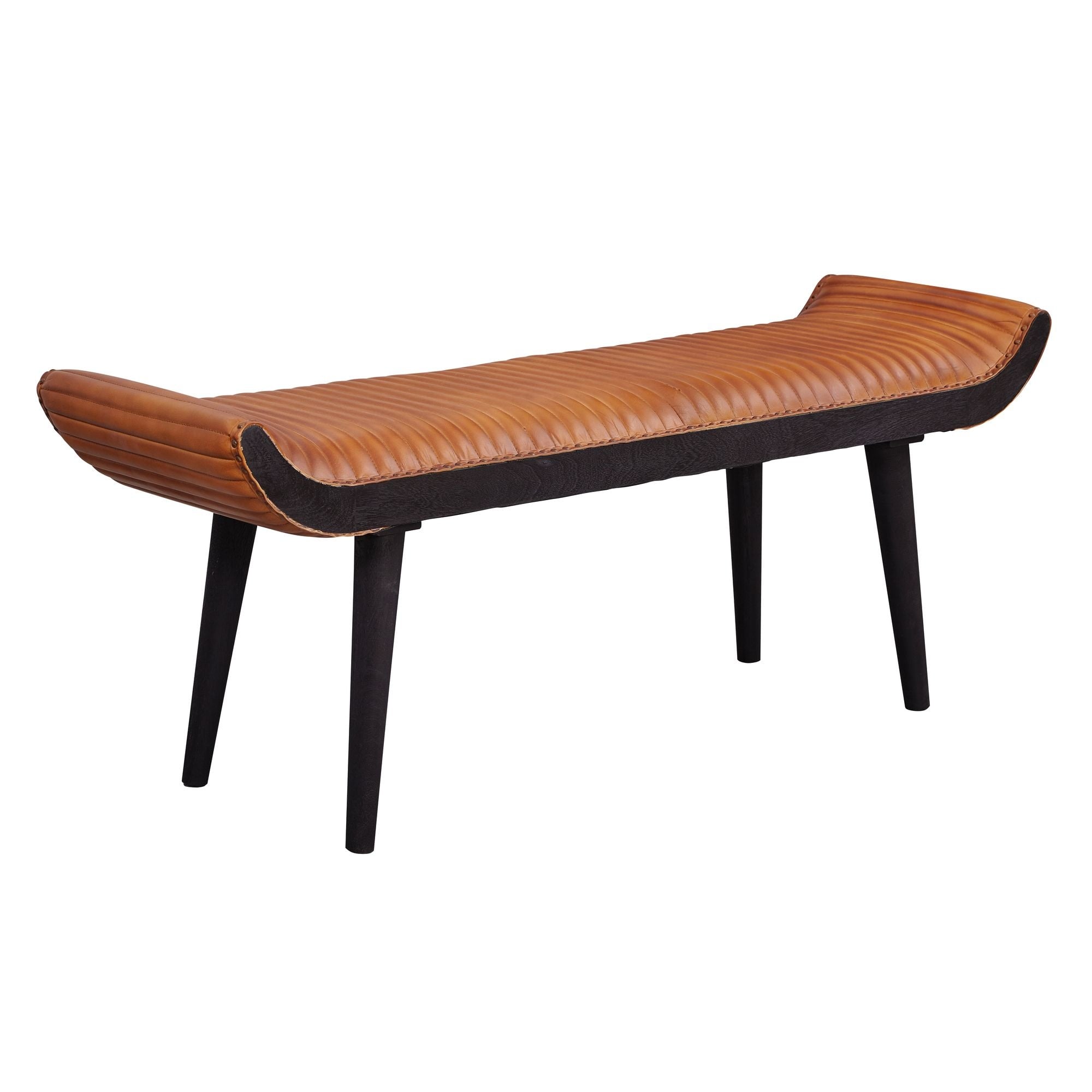 Bank leer bruin 125 cm breed
