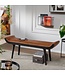 Wohnling bank echt leer / massief houten bank bruin 125x51x38 cm modern | Design gestoffeerde bankgang Lederen bankbank 2 personen | Halbank modern