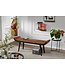 Wohnling bank echt leer / massief houten bank bruin 125x51x38 cm modern | Design gestoffeerde bankgang Lederen bankbank 2 personen | Halbank modern