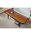 Wohnling bank echt leer / massief houten bank bruin 125x51x38 cm modern | Design gestoffeerde bankgang Lederen bankbank 2 personen | Halbank modern