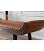Wohnling bank echt leer / massief houten bank bruin 125x51x38 cm modern | Design gestoffeerde bankgang Lederen bankbank 2 personen | Halbank modern