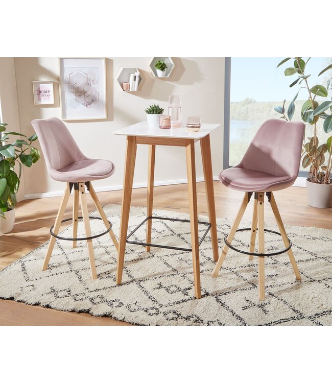 Wohnling tafel 60x110x60 cm wit vierkant | Bartafel voor 4 personen | Moderne tafel voor bar | Design partytafel hout | Scandinavisch eiken hoge tafel