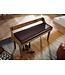 Wohnling bank echt leer / massief houten bank 108x63x43 cm | Gestoffeerde bank met rugleuning bank gang slaapkamer bruin | Kleine lederen bedbank