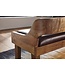 Wohnling bank echt leer / massief houten bank 108x63x43 cm | Gestoffeerde bank met rugleuning bank gang slaapkamer bruin | Kleine lederen bedbank