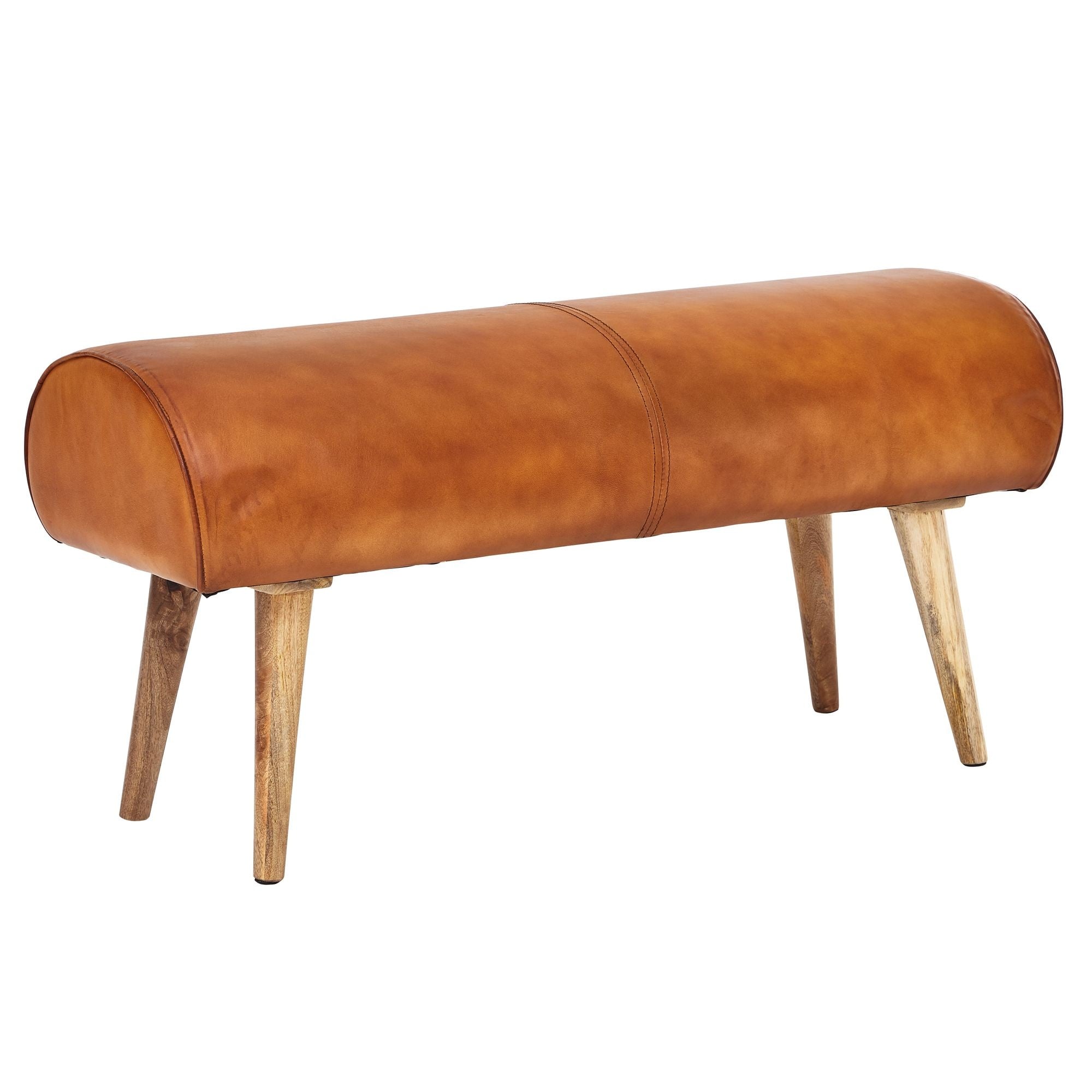Bank leer bruin 100 cm breed