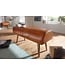 Wohnling bank echt leer / massief houten bank 100x53x40 cm | 2-zits gestoffeerde bankhal springbok bruin | Kleine lederen bedbank Halmeubels halbank