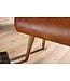 Wohnling bank echt leer / massief houten bank 100x53x40 cm | 2-zits gestoffeerde bankhal springbok bruin | Kleine lederen bedbank Halmeubels halbank