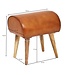 Wohnling kruk echt leer / massief hout 45 x 53 x 40 cm moderne lederen kruk | Kleine gestoffeerde houten kruk Turnbock kruk met lederen bekleding