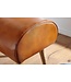 Wohnling kruk echt leer / massief hout 45 x 53 x 40 cm moderne lederen kruk | Kleine gestoffeerde houten kruk Turnbock kruk met lederen bekleding