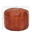 Wohnling kruk echt leer bruin 52 x 40 x 52 cm poef woonkamer | Design poef kruk oosterse | Gestoffeerde kruk Orient beensteun bank