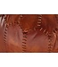 Wohnling kruk echt leer bruin 52 x 40 x 52 cm poef woonkamer | Design poef kruk oosterse | Gestoffeerde kruk Orient beensteun bank