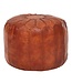 Wohnling kruk echt leer bruin 52 x 40 x 52 cm poef woonkamer | Design poef kruk oosterse | Gestoffeerde kruk Orient beensteun bank