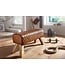 Wohnling bank echt leer / massief hout 89x46x35 cm leer Modern Turnbock | Springbok lederen kruk | Gewatteerde kruk gymnastiek bank