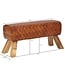 Wohnling bank echt leer / massief hout 89x46x35 cm leer Modern Turnbock | Springbok lederen kruk | Gewatteerde kruk gymnastiek bank