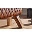Wohnling bank echt leer / massief hout 89x46x35 cm leer Modern Turnbock | Springbok lederen kruk | Gewatteerde kruk gymnastiek bank