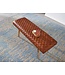 Wohnling bank echt leer / massief houten bank 115x53x38 cm | 2-zits gestoffeerde bankhal eetkamer bruin | Kleine lederen bedbank Halmeubels halbank